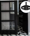 Sliding Barn Door Floor Guide Rail Low Profile Hardware Swing Stopper installed on glass door track