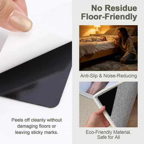 12 Pack Rug Grip Pads For Hardwood Floors And Tiles Non Slip Rug Grippers showing peelable pad with eco-friendly material