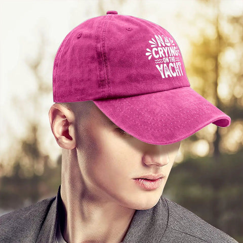 No Crying On The Yacht Funny Golf Hat For Men And Women Distressed Washed Baseball Cap Cool Cap For Her Casual Wear