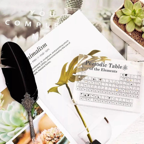 Acrylic Periodic Table Display With Real Elements Inside, 83 Element Samples In 3D Colorful Shapes on a decorative desk.