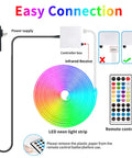Easy connection guide for Lit 16.4ft RGB LED Neon Strip Lights With Remote App Control IP65 Waterproof Rope Lights 24V Low Voltage