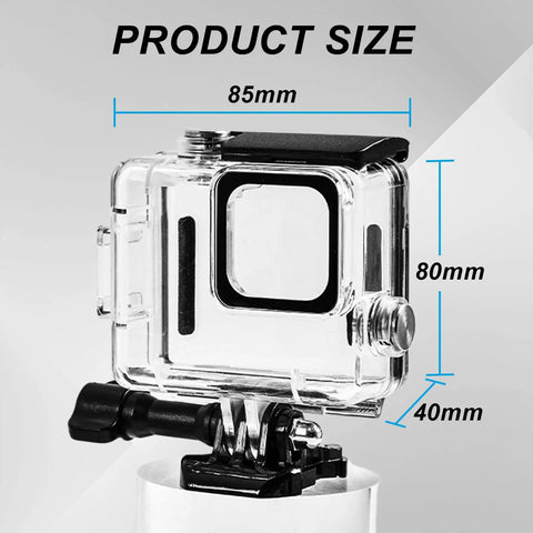 Waterproof Case For Hero 4K Action Camera With 196FT 60M, clear housing dimensions 85x80x40mm, ideal for snorkeling and surfing