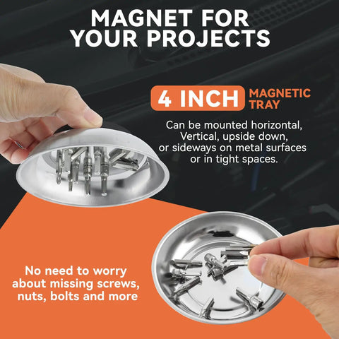 Magnetic Pickup Tool Telescopes To 41 Inches With 50 Pound Pull Extendable Magnet Wand With Parts Tray Rubber Grip Handle Chrome Base Handy For Cars Garage And Home Repairs