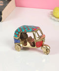 Dope Vintage Brass Auto Rickshaw Miniature Showpiece For Living Room Decor Tabletop Accent, multi-color, handcrafted, 4.5x2.4x3 inches.