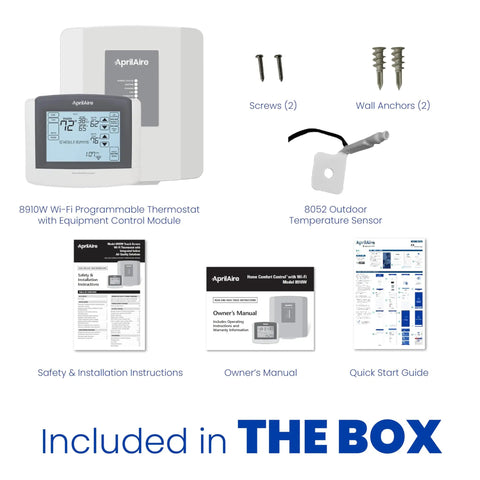 Contents included with Programmable Touchscreen Thermostat For Easy Home Comfort And Energy Savings, Dialed In Temperature Control