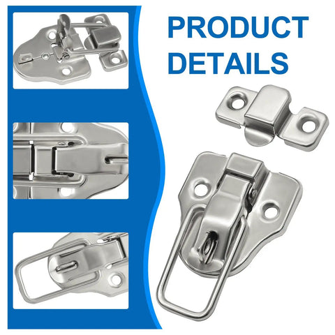 Duckbilled Zinc Alloy Box Hasp Lock Set 2 Pack Toggle Latches with Padlock Hole, silver plated finish