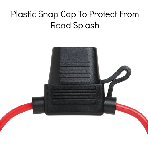 Close-up of an inline fuse holder with a plastic snap cap, part of the 120 Assorted ATC Fuses With 10 Inline Fuse Holders And Fuse Puller Tool.
