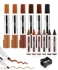 Dual Tip Furniture Markers And Wood Filler Putty Kit Knock Out Tough Floor Scratches Fast 13 Piece set with colors oak, maple, cherry, walnut, mahogany, and black.