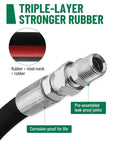 Heavy Duty Air Compressor Jumper Hose Kit With Sixty Inch Length And Half Inch NPT Swivel Ends showcasing triple-layer rubber.