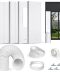 Upgraded Portable Air Conditioner Window Vent Kit With 5.9 Inch Exhaust Hose 4 Slide Seal Plates Universal Coupler Adjustable Ducting