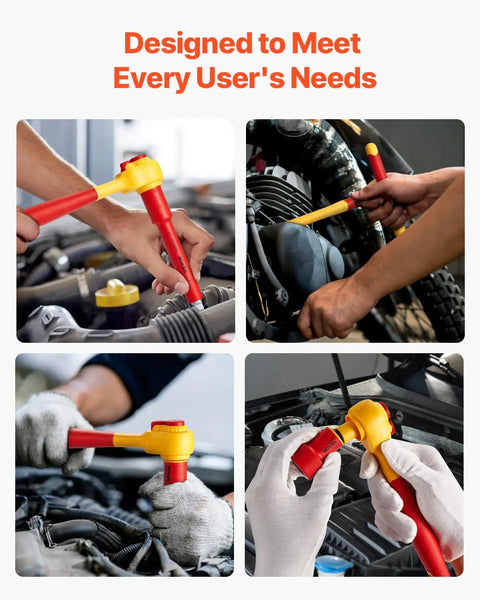 Hardcore 16-Piece Insulated Socket Set With 1000V Safety Rating being used on various automotive repairs.