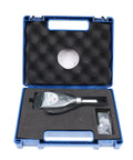 Handheld Surface Profile Gauge for Blast Cleaned Surfaces with 0-800 Micrometers Range in blue carrying case, ASTM D4417 B compliant.