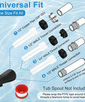 Universal fit components for Matte Black Shower Trim Kit with 3 Easy Grab Knobs and Tub Spout Four In One Adapter.