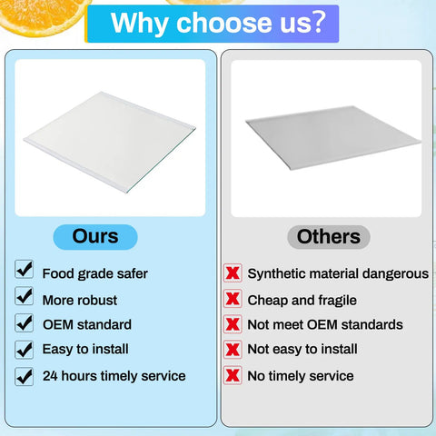 Comparison of Freezer Glass Shelf Replacement 2 Pack Replaces WRS571CIHZ04 with inferior products highlighting quality and features.