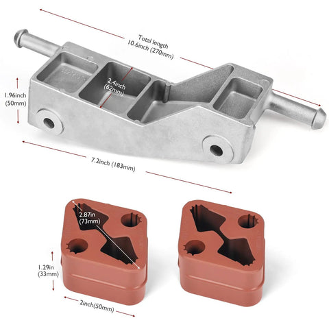 Up Your Ride This Season With A Cool Exhaust Muffler Bracket And Dual Hanger Rubber Isolator Kit Specifically Made For Ram 1500 Models From 2019 To 2025 Perfect Fix To Silence The Rattle, aluminum bracket and rubber isolators, 10.6 x 7.2 in