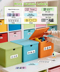 Slick Portable Bluetooth Label Maker With Included Tape, Compact Mini Label Printer For Seamless Home Organization And Office Supplies. Various labels printed for color-coded bins.