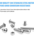 195 Piece M5 Hex Button Head Bolts And Nuts Kit In Stainless Steel 304 displayed with various bolt sizes.