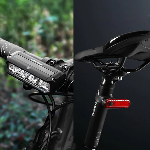 Beast Mode Bright Bike Light Set For Night Riding With USB Rechargeable LED Headlight And Taillight Waterproof MTB Off Road Safety Lighting 5 Modes With High Beam And Low Beam Great For Adults And Kids