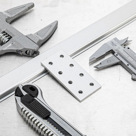 20 Pcs Aluminum Extrusion Accessories For 2020 2040 T Slot Aluminum Profile, Flat Joining Plates With 8 Holes, Rectangular 20 Series Plate, Precise 80 By 38 Mm Fit For DIY Frames And Pro Builds. 6063 aluminum flat joining plate with 8 holes on T-slot profile