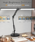 2 In 1 LED Desk Lamp With Clamp, 24W Ultra Bright Table Lamp on desk demonstrating color modes and dimming settings