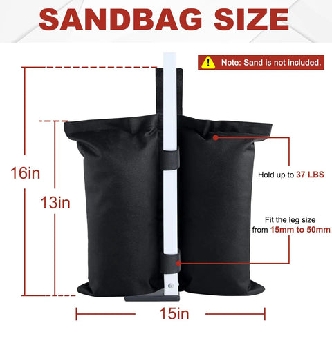 Beefy 120 Lbs Canopy Weights Sand Bags For Gazebo Tents 4 Pack Black No Sand Included With Secure Velcro Straps For Windy Weather