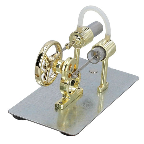 Stirling Engine Model 16 Cylinder Hands On Educational Kit For Physics Demonstrations in stainless steel shown on base plate