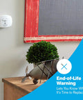 2 Pack Battery Operated Carbon Monoxide Detectors With No Outlet Needed CO400 Model White Electrochemical Sensor mounted on wall