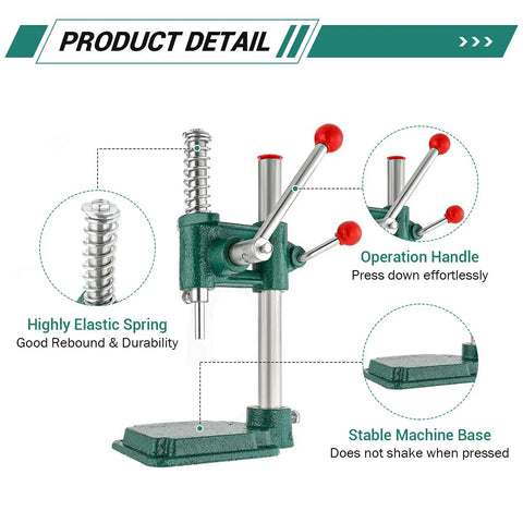 Zero Sweat DIY Fabric Button Maker Machine Kit Packs 300 Heavy Duty Buttons And Three Perfectly Sized Molds For Upholstery Work with elastic spring and sturdy base.