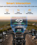 Beast Mode Electric Dirt Bike With Full Suspension And Rapid Two Hour Charging Built For Crushing Gnarly Forest Paths And Cruising Open Roads With Serious Grip. TFT display showing speed and navigation.