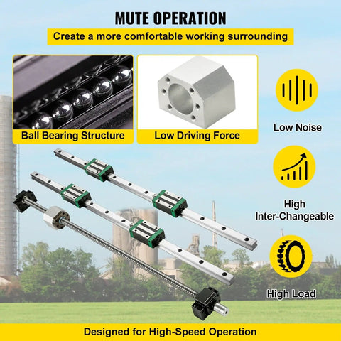 Get Crazy Smooth Motion With This Rock Solid 2 Piece Linear Rail And RM1605 Ballscrew Kit For Your DIY Routers Lathes Or Mills Featuring Ultra Precise Hgr20 Guides And Full BfBk Clamps For Epic Precision Builds. HGR20 rails and RM1605 ballscrew kit with support blocks for CNC motion