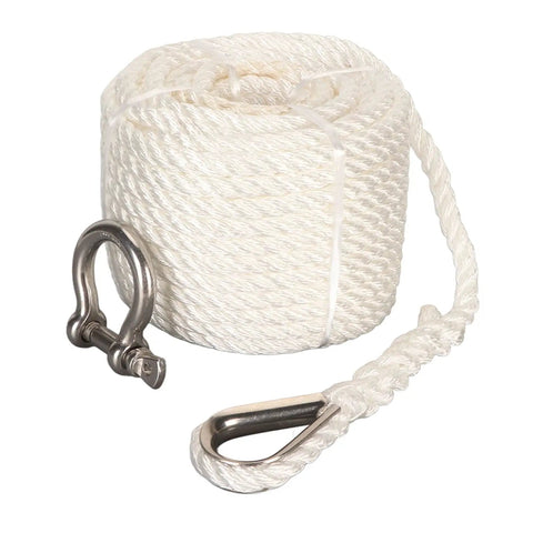 75ft Double Braid Nylon Boat Dock Line With Stainless Steel Thimble For Mooring And Towing Beefy 1565 Lbs Breaking Strength