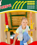 Pirate Themed Playground Accessories Set For Swing Set 9 Piece Outdoor Playhouse Kit with child using yellow safety handles