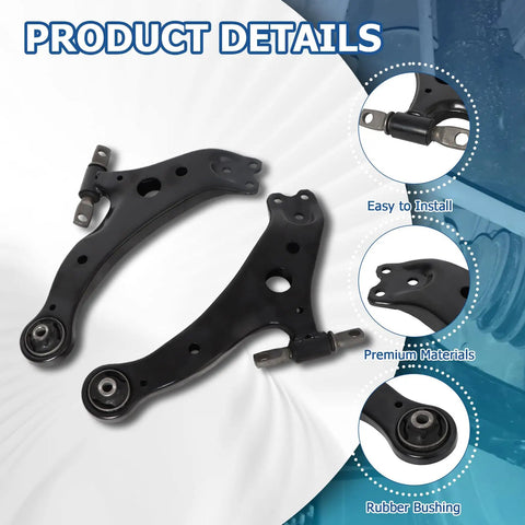 14 Piece Front Lower Control Arm And Tie Rods Replacement Kit For Toyota Camry 2007 2011 USA Built Models Only With Stable Steering Knuckles And Easy Reliable Alignment For Dialed In Handling, black steel arms and tie rod ends