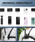 Go To POV Phone Chest Mount And Head Mount Camera Rig For Recording Vlogs Body Harness on man with camera and phone compatibility chart