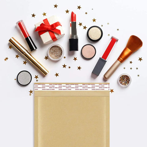 Natural Kraft Bubble Mailers 9.5x14.5 Inch Self Sealing Padded Envelopes 40 Pack with cosmetics and gift box