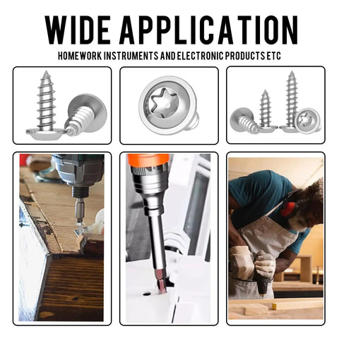 M4x8Mm 304 Stainless Steel Torx Pan Head With Washer Self Tapping Screws Pack Of 50 installed in various applications, showcasing their use.