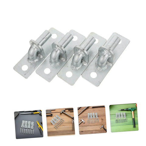 Badass 4 Pcs Wall Mount Gate Hinges For Fence Posts Rock Solid Heavy Duty Silver Metal with 12.7mm hole and corrosion resistance.