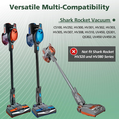 2 Pack Foam And Felt Filter Replacement Kit For Rocket Ultra Light Vacuum HV300 HV300W HV301 HV302 HV305 HV310 UV450 shown with compatible vacuums