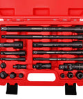 18 Piece Impact Socket Extension Set With Chrome Vanadium Steel Built Tough As Nails For High Torque And Impact Wrenches Includes Multiple Sizes Durable Pro Grade Performance, red case