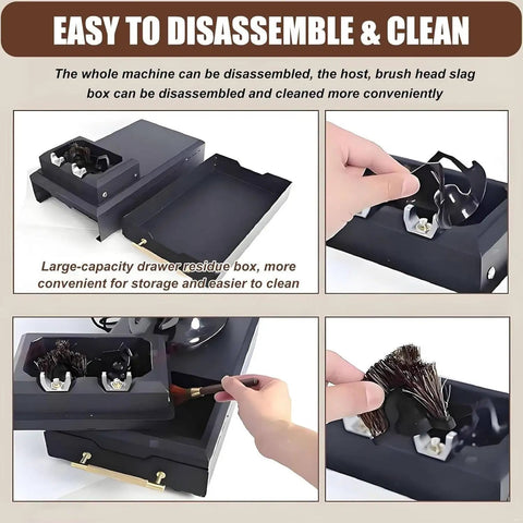 Heavy Duty Electric Espresso Knock Box With Automatic Puck Extractor showing easy disassembly and cleaning features, large capacity drawer.