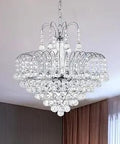 Modern Crystal Chandelier With 149 K9 Crystal Drops And Six Light Raindrop Pendant Ceiling Fixture in a living room