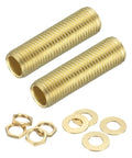 Brass Lamp Repair Hardware Kit 2 Pack With 1.77 Inch Brass Pipes 45mm One Quarter Inch NPT Nipples Lock Nuts And Washers