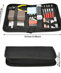 44 Piece Guitar Repair Tool Kit With Stainless Steel Setup Tools in open black case with pliers, hex wrenches, and files