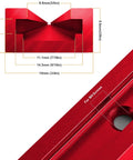 Close-up of a red aluminum T-track rail with double cut grooves, pre-drilled holes, and measurements for woodworking jigs.
