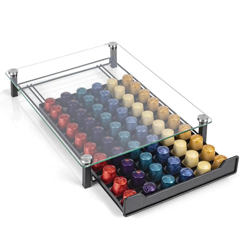 Coffee Pod Holder Organizer For Original Line Nespresso Holds 60 Pods In Slim Drawer Style Kitchen Countertop Rack 6 Column Design
