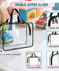 6 Pack Large Clear Toy Storage Bags With Double Zippers Travel Organizer Pouch Waterproof PVC With Handles in playroom