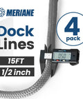 Marine Grade Dock Line Set Half Inch By Fifteen Foot Double Braided Nylon Boat Rope Gray Four Pack