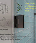 Sleek Matte Black Glass Shower Door Hardware Kit Frameless Swing Setup With Self Closing Action Hella Durable Rust Proof Steel showing hinge details.