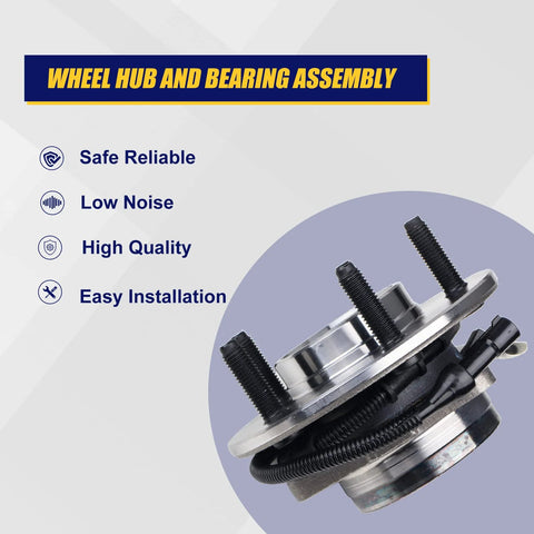 Front Wheel Bearing Hub Assembly 2 Pack For Ford F150 2000 To 2004 With ABS 5 Lug Bolts 14mm Studs Front Hub Replacement