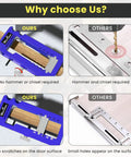 No Sweat Adjustable Door Hinge Jig And Master Router Mortise Template With Solid Clamping Base For Three To Five Inch Hardware and clear installation guide on wood.